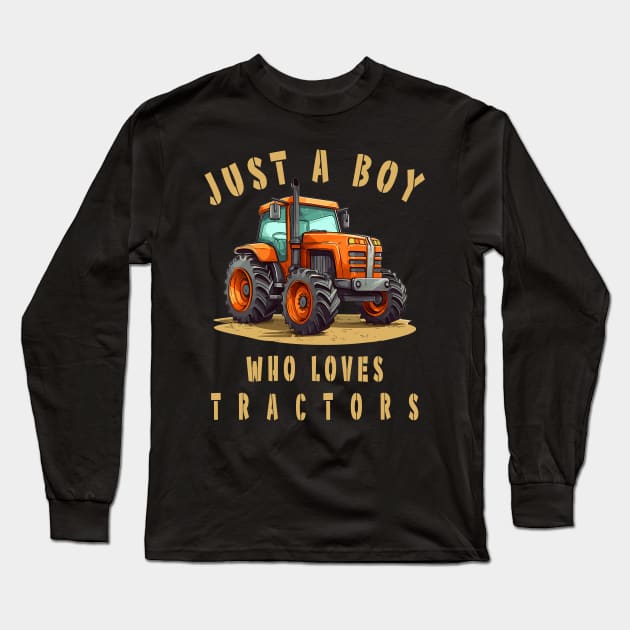 Farm Vehicle Country Life Boy who loves tractors Truck Boy Long Sleeve T-Shirt by RetroZin